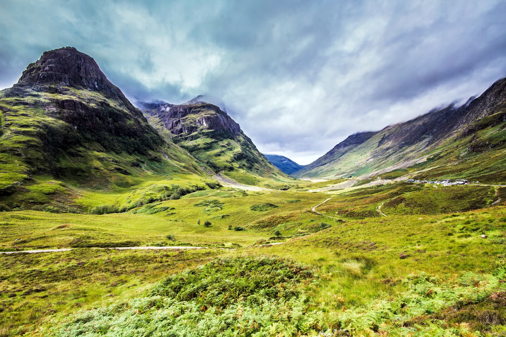 The green valley of Glencoe in summer