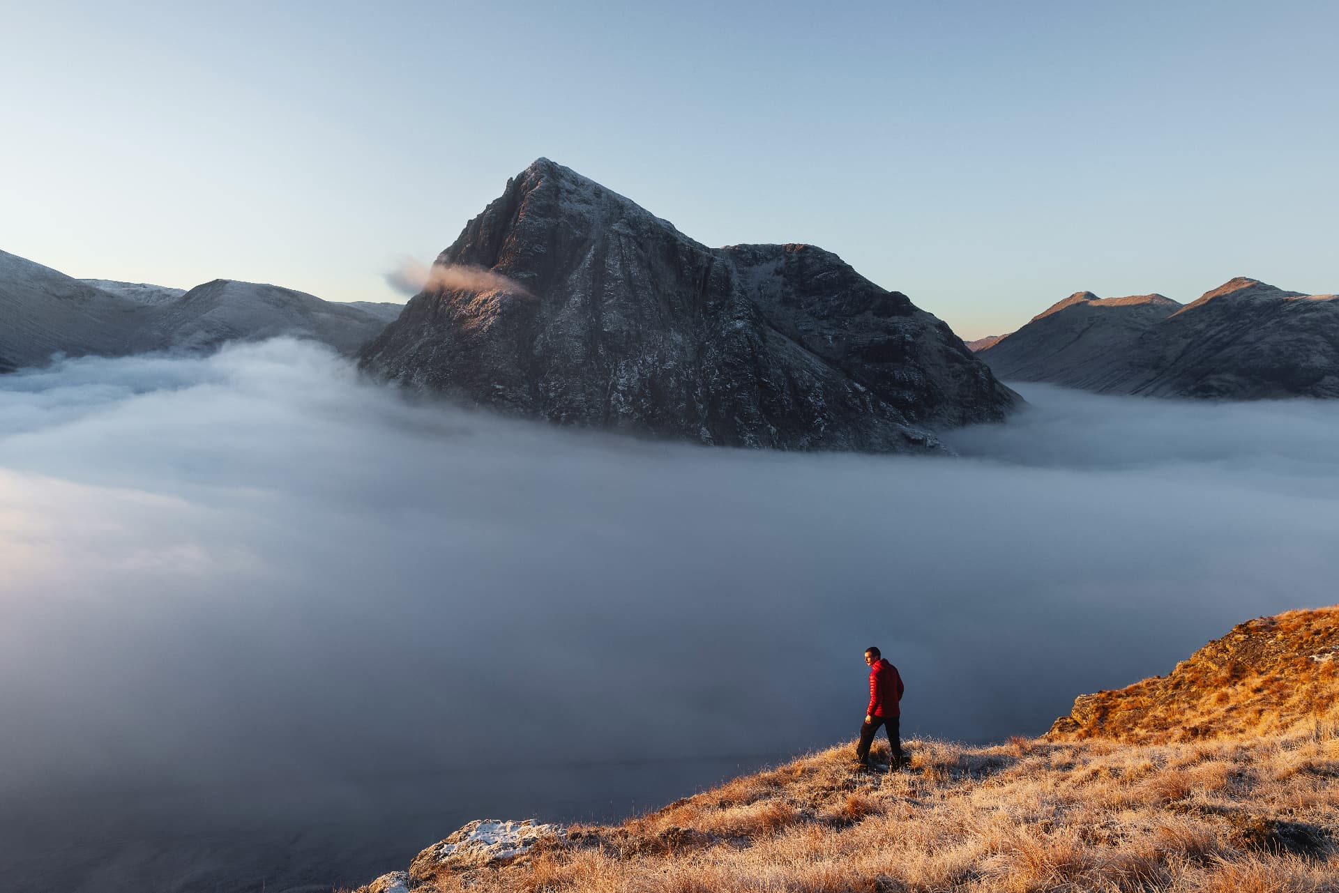 A walker above a cloud inversion in Glencoe